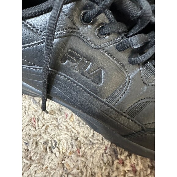 Fila Mens Black Leather Walking Shoes 11 Lightweight Comfort Lace-Up work shoe - Picture 3 of 7